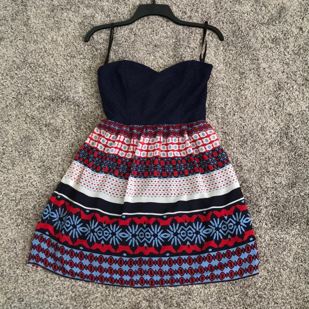 City Triangles Strapless Sweetheart Print Dress